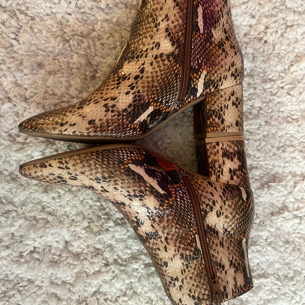BAMBOO Multicolor Snakeskin Heeled Boots